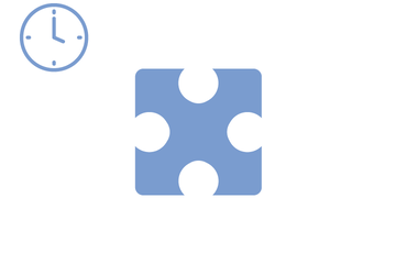 Hellblaues Puzzleteil mit Icon Uhr