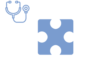 Hellblaues Puzzleteil mit Icon Stethoskop
