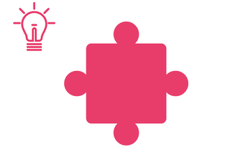 Pinkfarbenes Puzzleteil mit Icon Glühbirne