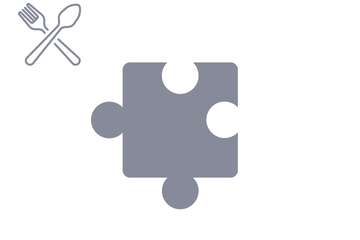 Dunkelgraues Puzzleteil mit Icon Besteck