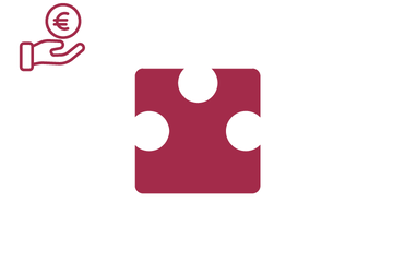 Dunkelrotes Puzzleteil mit Icon Gehalt