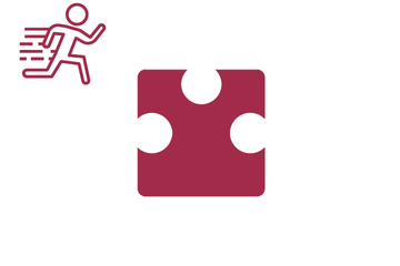 Dunkelrotes Puzzleteil mit Icon rennender Mensch