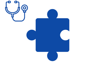Blaues Puzzleteil mit Icon Stethoskop
