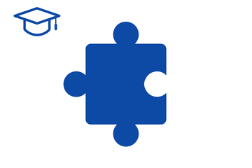 Blaues Puzzleteil mit Icon Fortbildung